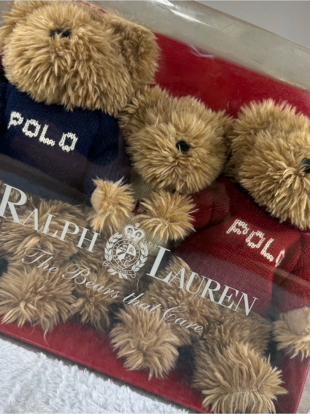 VTG 2002 Ralph Lauren POLO Plush The Bears That Care Red White Blue Sweaters NEW - Picture 9 of 12